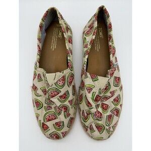 Toms Espadrille Shoes Womens 9 Watermelon Alpargata Slip On Canvas Summer Travel